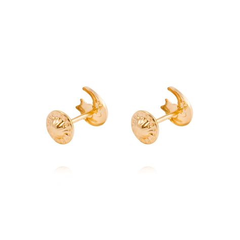 Aros de Oro 18kt Luna y estrella-2