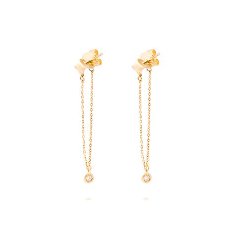Aros de Oro Amarillo 18kt Colgante con Diamantes 5Pts-0