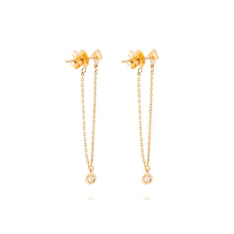 Aros de Oro Amarillo 18kt Colgante con Diamantes 5Pts-2