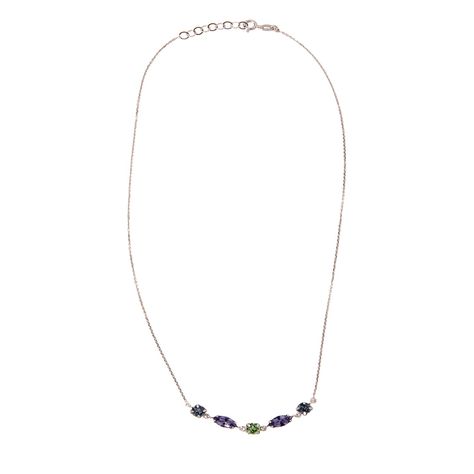Collar de Plata Esterlina 925 Circones de Colores-0