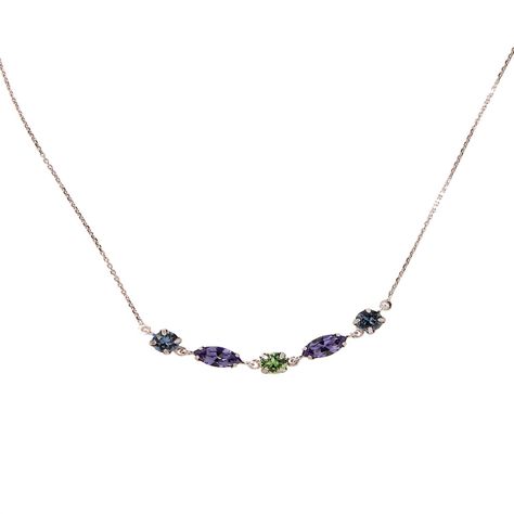 Collar de Plata Esterlina 925 Circones de Colores-1