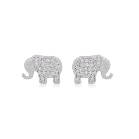 Aros de Plata Esterlina 925 Elefante Circon-0