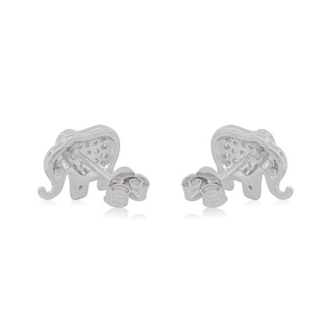 Aros de Plata Esterlina 925 Elefante Circon-1