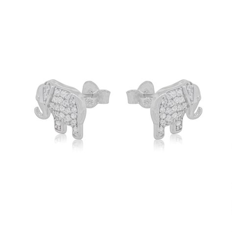 Aros de Plata Esterlina 925 Elefante Circon-2