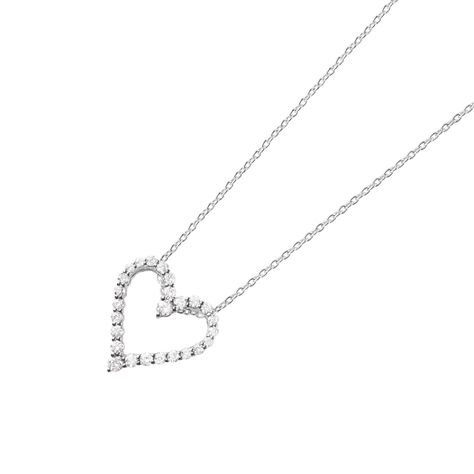 Colgante Oro Blanco 18kt con Diamantes de Corazón 30 Pts-1