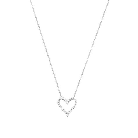 Colgante Oro Blanco 18kt con Diamantes de Corazón 30 Pts-2