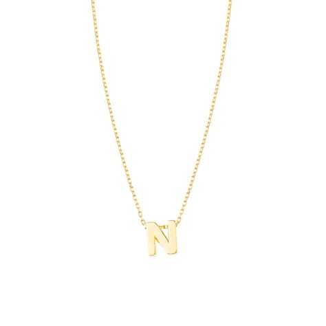 Collar de Oro 18kt Letra N-1