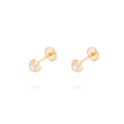 Aros de Oro 18kt Corazón Circón-0
