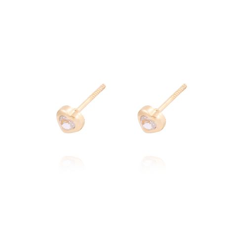Aros de Oro 18kt Corazón Circón-1