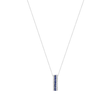 Colgante Oro Blanco 18kt Diamantes de 21Pts y 8Pts Zafiro-2