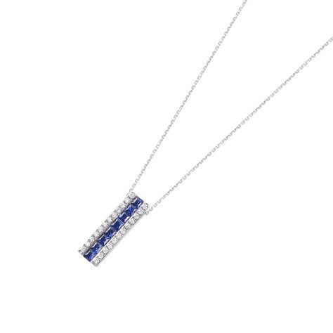 Colgante Oro Blanco 18kt Diamantes de 21Pts y 8Pts Zafiro-1