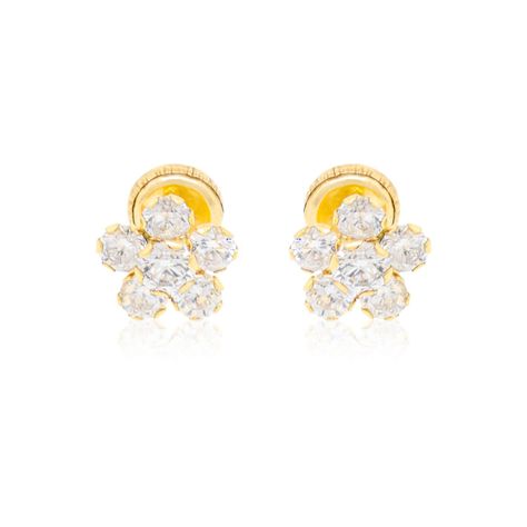 Aros de Oro 18kt Roseta Circonita-0