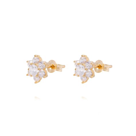 Aros de Oro 18kt Roseta Circonita Cubica-0