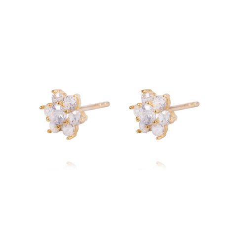Aros de Oro 18kt Roseta Circonita Cubica-1