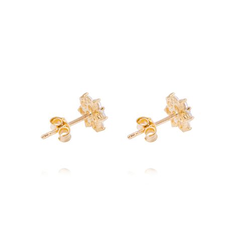 Aros de Oro 18kt Roseta Circonita Cubica-2