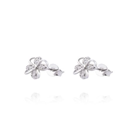 Aros de Plata Esterlina 925 Flor Circones-2