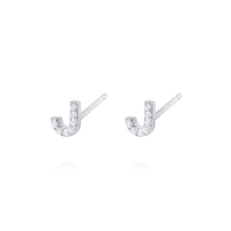 Aros de Plata Esterlina 925 Letra J-1