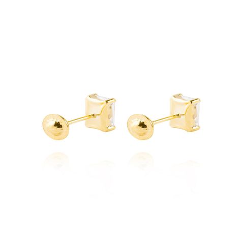 Aros de Oro 18kt Circón rectangular 6 mm por 4 mm-1