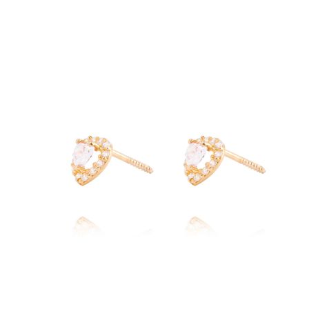 Aros de Oro de 18kt Corazón de Circón-1