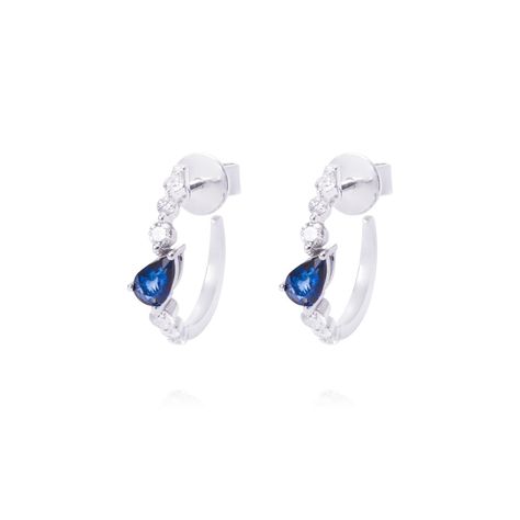 Aros de Oro de 18kt Zafiro 29 puntos de diamante-0