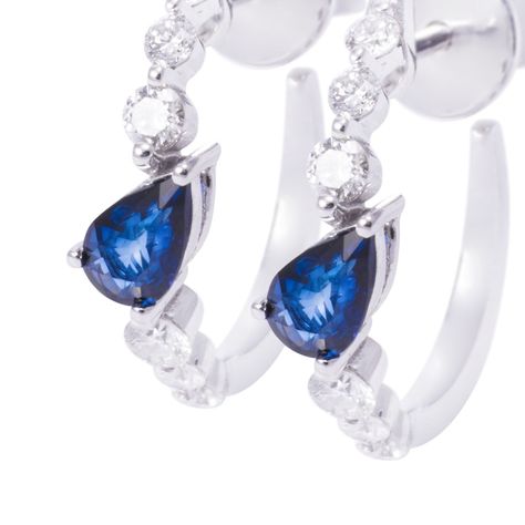 Aros de Oro de 18kt Zafiro 29 puntos de diamante-1
