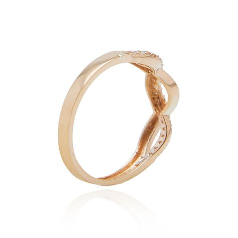 Anillo de Oro 18kt Doble Espiral Infinito Circon-1