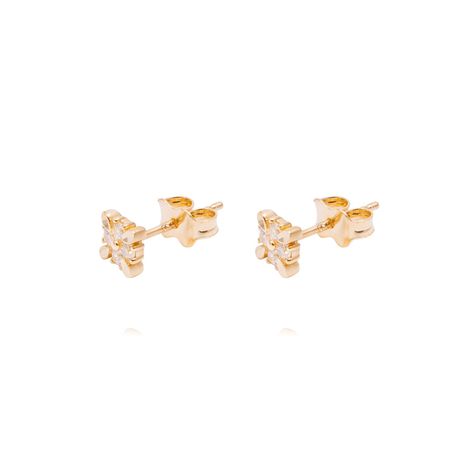 Aros de Oro de 18kt Circonitas en roseta-1