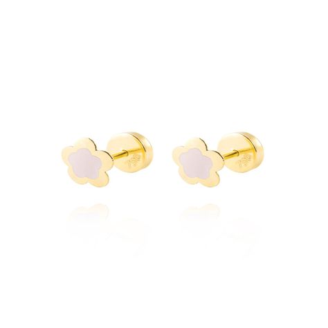 Aros de Oro 18kt  Flor Esmaltada, Abridor.-0