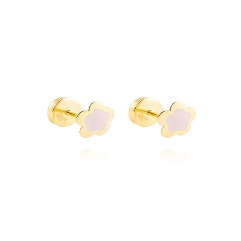 Aros de Oro 18kt  Flor Esmaltada, Abridor.-2