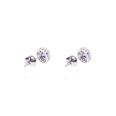 Aros Oro Blanco 18kt Diamantes 30 Pts y Zafiro 1,34 Qlts-2