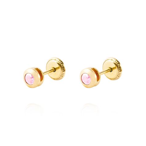Aros de Oro 18kt Punto de Luz 2,5mm Rosa Francia-0