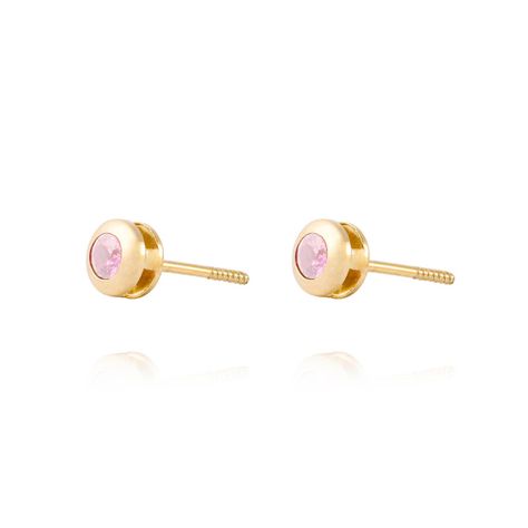 Aros de Oro 18kt Punto de Luz 2,5mm Rosa Francia-1