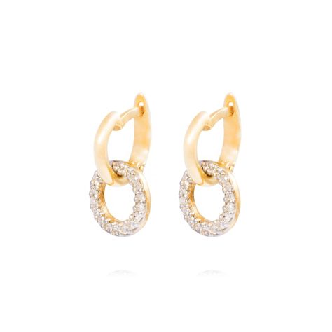 Aros Oro Amarillo 18kt Círculos Diamantes 16x05 Pts-0