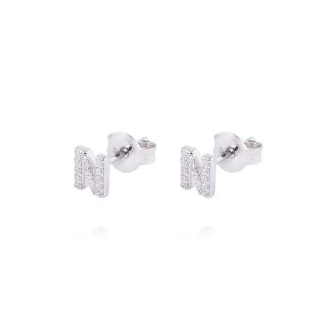 Aros de Plata Esterlina 925 Letra N-0