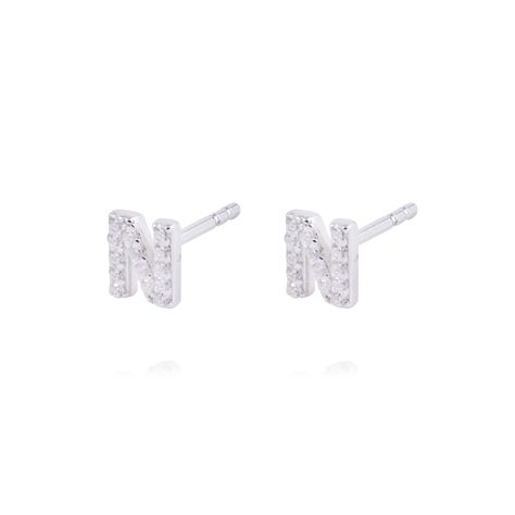 Aros de Plata Esterlina 925 Letra N-1