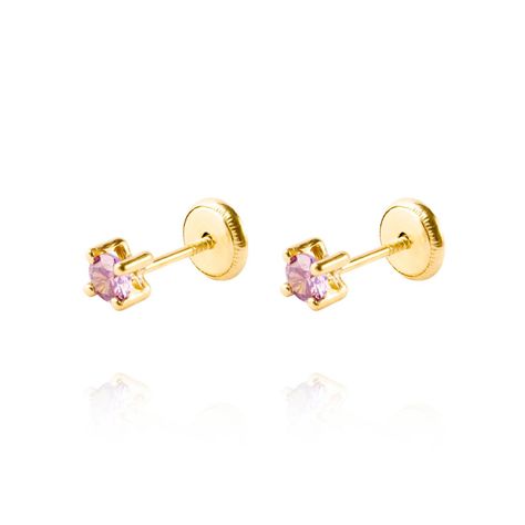 Aros de Oro 18kt Piedra de Amatista 3mm-0