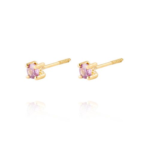 Aros de Oro 18kt Piedra de Amatista 3mm-1