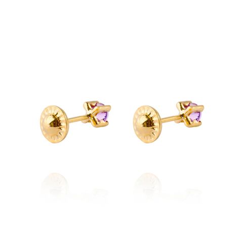 Aros de Oro 18kt Piedra de Amatista 3mm-2
