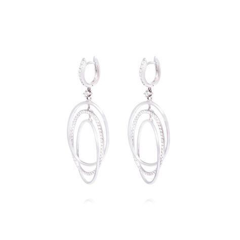 Aros Oro Blanco 18kt Tres Círculos Diamantes 78 Pts-0