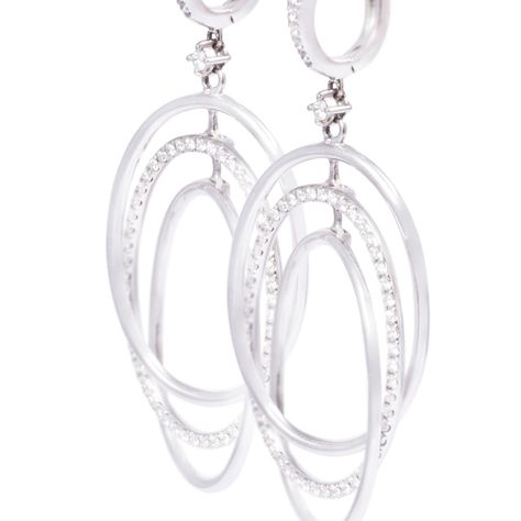 Aros Oro Blanco 18kt Tres Círculos Diamantes 78 Pts-1