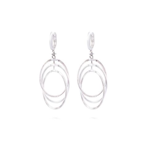 Aros Oro Blanco 18kt Tres Círculos Diamantes 78 Pts-2