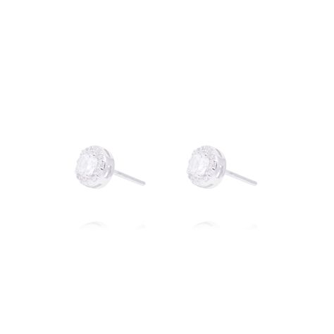 Aros Plata Esterlina 925 Circonita Central y Halo Brillante-0
