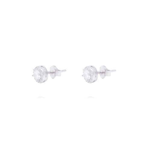 Aros Plata Esterlina 925 Circonita Central y Halo Brillante-1