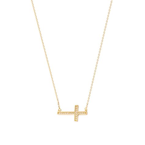 Collares de Oro 18kt Modelo Cruz Chica de Circón-2