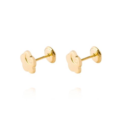 Aros de Oro 18kt Flor Corazón Liso-0
