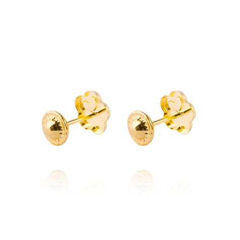Aros de Oro 18kt Flor Corazón Liso-2