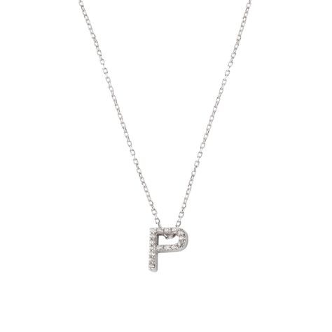 Collar de Plata Esterlina 925 Letra P Circon-0