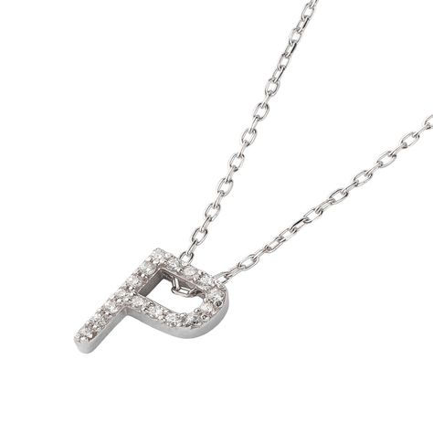 Collar de Plata Esterlina 925 Letra P Circon-1
