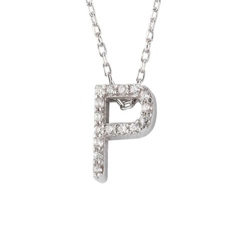 Collar de Plata Esterlina 925 Letra P Circon-2
