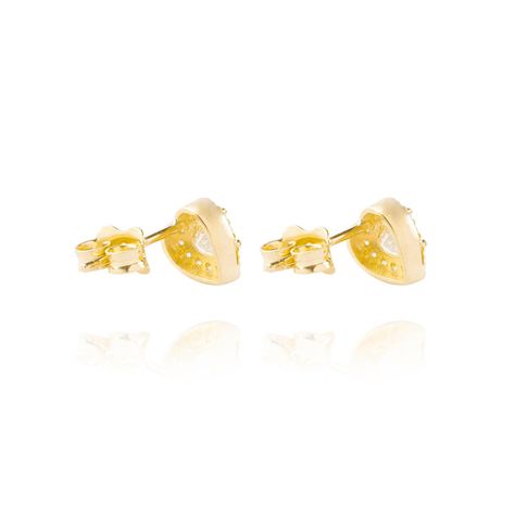 Aros Oro Amarillo 18kt Tipo Corazón Con Circonita-1